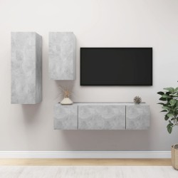 vidaXL Set muebles de salón TV 4 pzas madera ingeniería gris hormigón