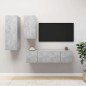 vidaXL Set muebles de salón TV 4 pzas madera ingeniería gris hormigón vidaXL Set muebles de salón TV 4 pzas madera ingeniería gris hormigón
