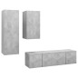 vidaXL Set muebles de salón TV 4 pzas madera ingeniería gris hormigón vidaXL Set muebles de salón TV 4 pzas madera ingeniería gris hormigón