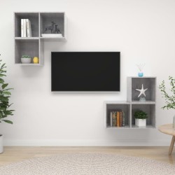 vidaXL Juego de mueble para TV de 4 piezas aglomerado gris hormigón