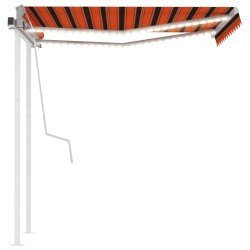 vidaXL Toldo manual retráctil con luz LED naranja y marrón 3x2,5 m
