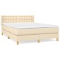 vidaXL Cama box spring con colchón tela color crema 140x200 cm vidaXL Cama box spring con colchón tela color crema 140x200 cm