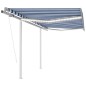 vidaXL Toldo automático LED y sensor de viento azul y blanco 3x2,5 m vidaXL Toldo automático LED y sensor de viento azul y blanco 3x2,5 m