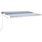 vidaXL Toldo retráctil manual con luz LED azul y blanco 500x350 cm vidaXL Toldo retráctil manual con luz LED azul y blanco 500x350 cm