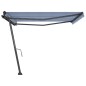 vidaXL Toldo de pie manual retráctil azul y blanco 400x350 cm vidaXL Toldo de pie manual retráctil azul y blanco 400x350 cm