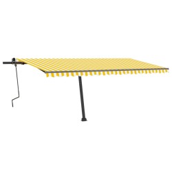 vidaXL Toldo de pie retráctil manual amarillo y blanco 500x300 cm