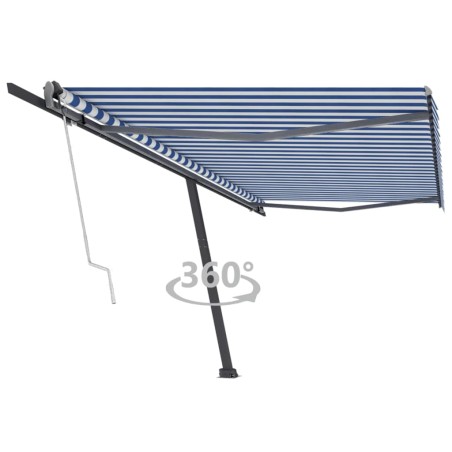 vidaXL Toldo de pie automático azul y blanco 500x300 cm