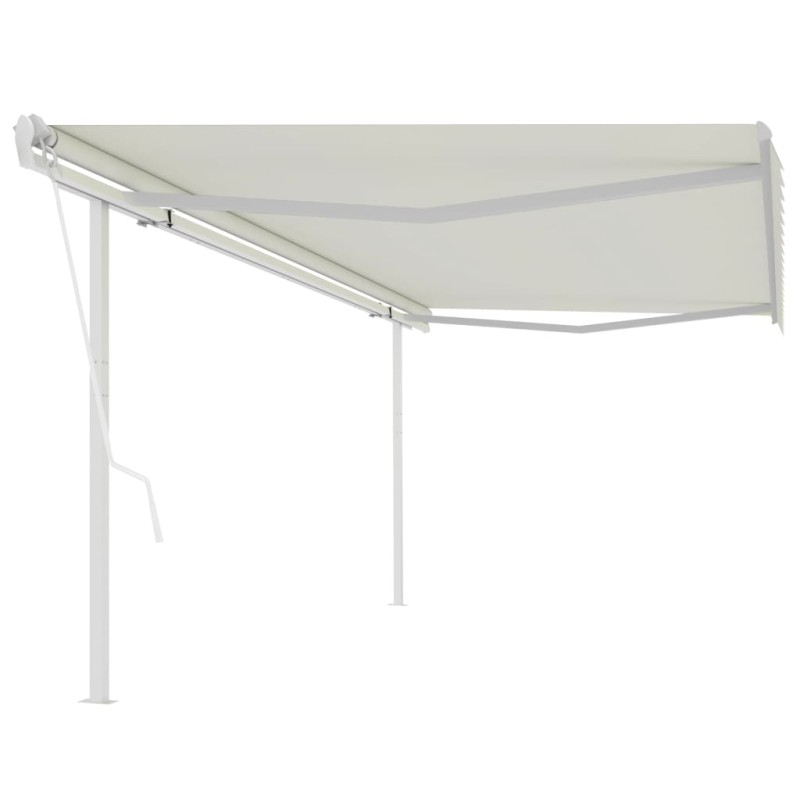 vidaXL Toldo retráctil automático con postes crema 5x3 m vidaXL Toldo retráctil automático con postes crema 5x3 m