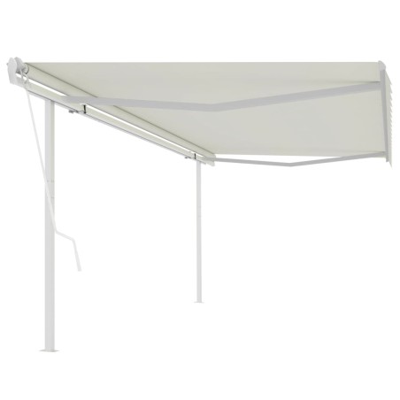 vidaXL Toldo retráctil automático con postes crema 5x3 m