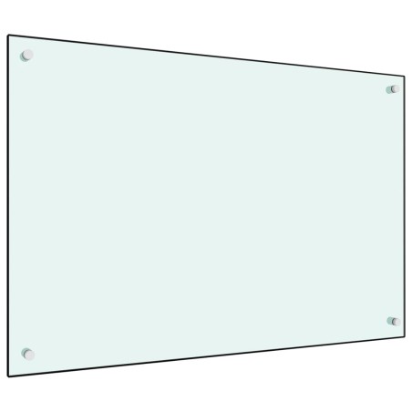 vidaXL Protección salpicaduras cocina vidrio templado blanco 90x60 cm