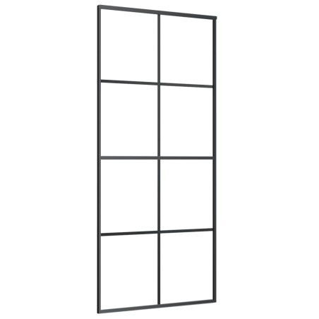 vidaXL Puerta corredera aluminio y vidrio ESG negra 90x205 cm