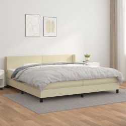 vidaXL Cama box spring con colchón cuero sintético crema 200x200 cm