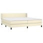 vidaXL Cama box spring con colchón cuero sintético crema 200x200 cm vidaXL Cama box spring con colchón cuero sintético crema 200x200 cm