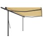 vidaXL Toldo manual retráctil con postes amarillo y blanco 5x3 m vidaXL Toldo manual retráctil con postes amarillo y blanco 5x3 m