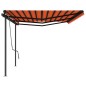 vidaXL Toldo manual retráctil con postes naranja y marrón 6x3 m vidaXL Toldo manual retráctil con postes naranja y marrón 6x3 m