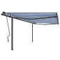 vidaXL Toldo retráctil manual con postes azul y blanco 4x3,5 m vidaXL Toldo retráctil manual con postes azul y blanco 4x3,5 m