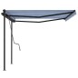 vidaXL Toldo retráctil manual con postes azul y blanco 4x3,5 m vidaXL Toldo retráctil manual con postes azul y blanco 4x3,5 m