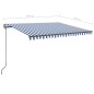vidaXL Toldo retráctil manual con postes azul y blanco 4x3,5 m vidaXL Toldo retráctil manual con postes azul y blanco 4x3,5 m