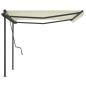 vidaXL Toldo retráctil manual con postes color crema 4,5x3,5 m vidaXL Toldo retráctil manual con postes color crema 4,5x3,5 m