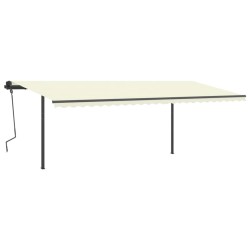 vidaXL Toldo retráctil manual con luz LED crema 6x3,5 m