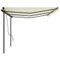 vidaXL Toldo retráctil manual con luz LED crema 6x3,5 m