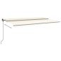 vidaXL Toldo retráctil manual con luz LED crema 6x3,5 m