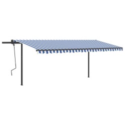 vidaXL Toldo manual retráctil con luz LED azul y blanco 5x3,5 m