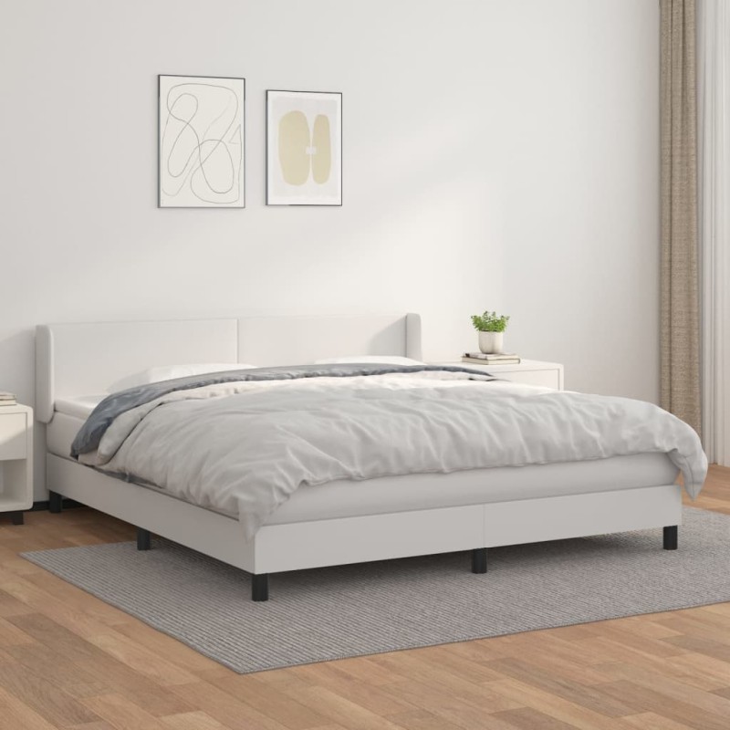 vidaXL Cama box spring con colchón cuero sintético blanco 180x200 cm vidaXL Cama box spring con colchón cuero sintético blanco 180x200 cm