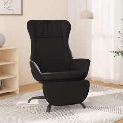vidaXL Sillón de relax con reposapiés cuero artificial negro brillante