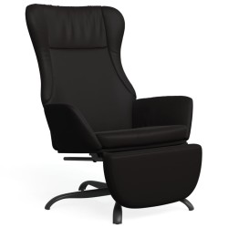 vidaXL Sillón de relax con reposapiés cuero artificial negro brillante