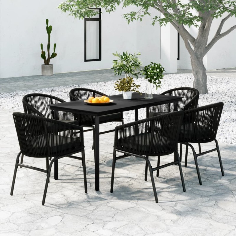 vidaXL Juego de comedor para jardín 7 piezas negro vidaXL Juego de comedor para jardín 7 piezas negro