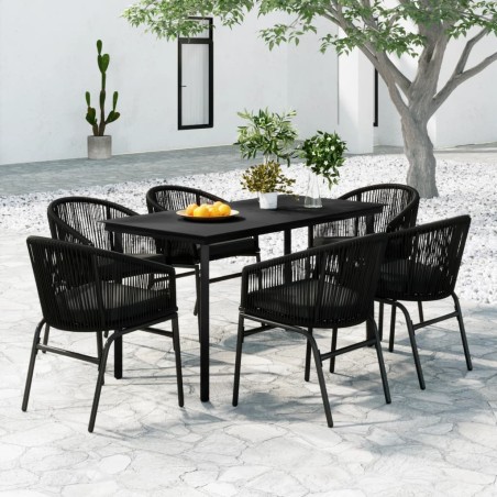 vidaXL Juego de comedor para jardín 7 piezas negro