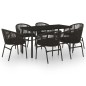 vidaXL Juego de comedor para jardín 7 piezas negro vidaXL Juego de comedor para jardín 7 piezas negro