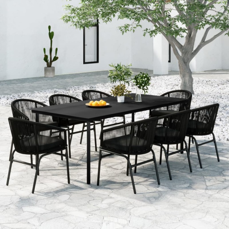 vidaXL Juego de comedor de jardín 9 piezas negro