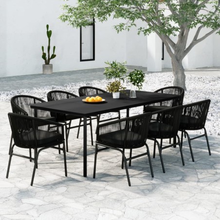 vidaXL Juego de comedor de jardín 9 piezas negro