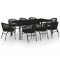 vidaXL Juego de comedor de jardín 9 piezas negro