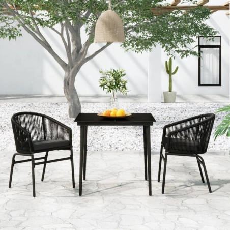 vidaXL Juego de comedor para jardín 3 piezas negro