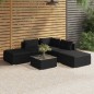 vidaXL Set de muebles de jardín 6 pzas y cojines ratán sintético negro vidaXL Set de muebles de jardín 6 pzas y cojines ratán sintético negro