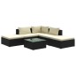 vidaXL Set de muebles de jardín 6 pzas y cojines ratán sintético negro vidaXL Set de muebles de jardín 6 pzas y cojines ratán sintético negro