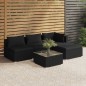 vidaXL Set de muebles de jardín 5 pzas y cojines ratán sintético negro vidaXL Set de muebles de jardín 5 pzas y cojines ratán sintético negro