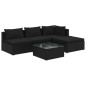 vidaXL Set de muebles de jardín 5 pzas y cojines ratán sintético negro vidaXL Set de muebles de jardín 5 pzas y cojines ratán sintético negro