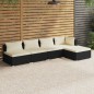 vidaXL Set de muebles de jardín 5 pzas y cojines ratán sintético negro vidaXL Set de muebles de jardín 5 pzas y cojines ratán sintético negro