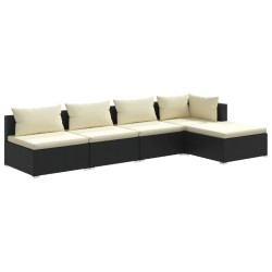 vidaXL Set de muebles de jardín 5 pzas y cojines ratán sintético negro