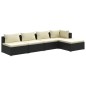 vidaXL Set de muebles de jardín 5 pzas y cojines ratán sintético negro vidaXL Set de muebles de jardín 5 pzas y cojines ratán sintético negro