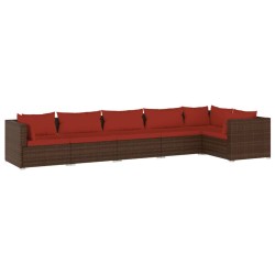 vidaXL Set muebles de jardín 6 piezas y cojines ratán sintético marrón