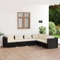 vidaXL Set de muebles de jardín 6 pzas y cojines ratán sintético negro vidaXL Set de muebles de jardín 6 pzas y cojines ratán sintético negro