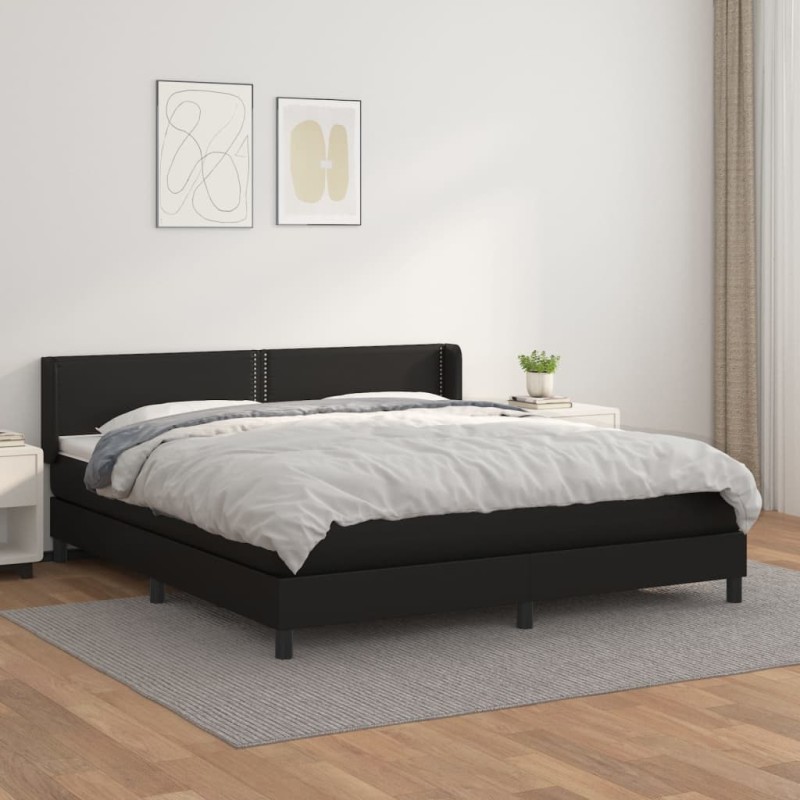 vidaXL Cama box spring con colchón cuero sintético negro 160x200 cm vidaXL Cama box spring con colchón cuero sintético negro 160x200 cm