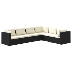 vidaXL Set de muebles de jardín 6 pzas y cojines ratán sintético negro