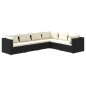 vidaXL Set de muebles de jardín 6 pzas y cojines ratán sintético negro vidaXL Set de muebles de jardín 6 pzas y cojines ratán sintético negro