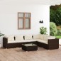 vidaXL Set muebles de jardín 7 piezas y cojines ratán sintético marrón vidaXL Set muebles de jardín 7 piezas y cojines ratán sintético marrón
